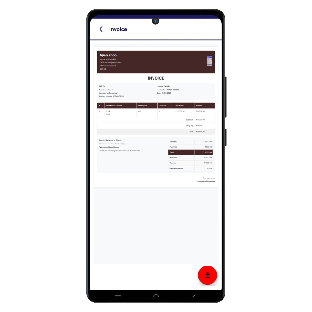 KB invoice